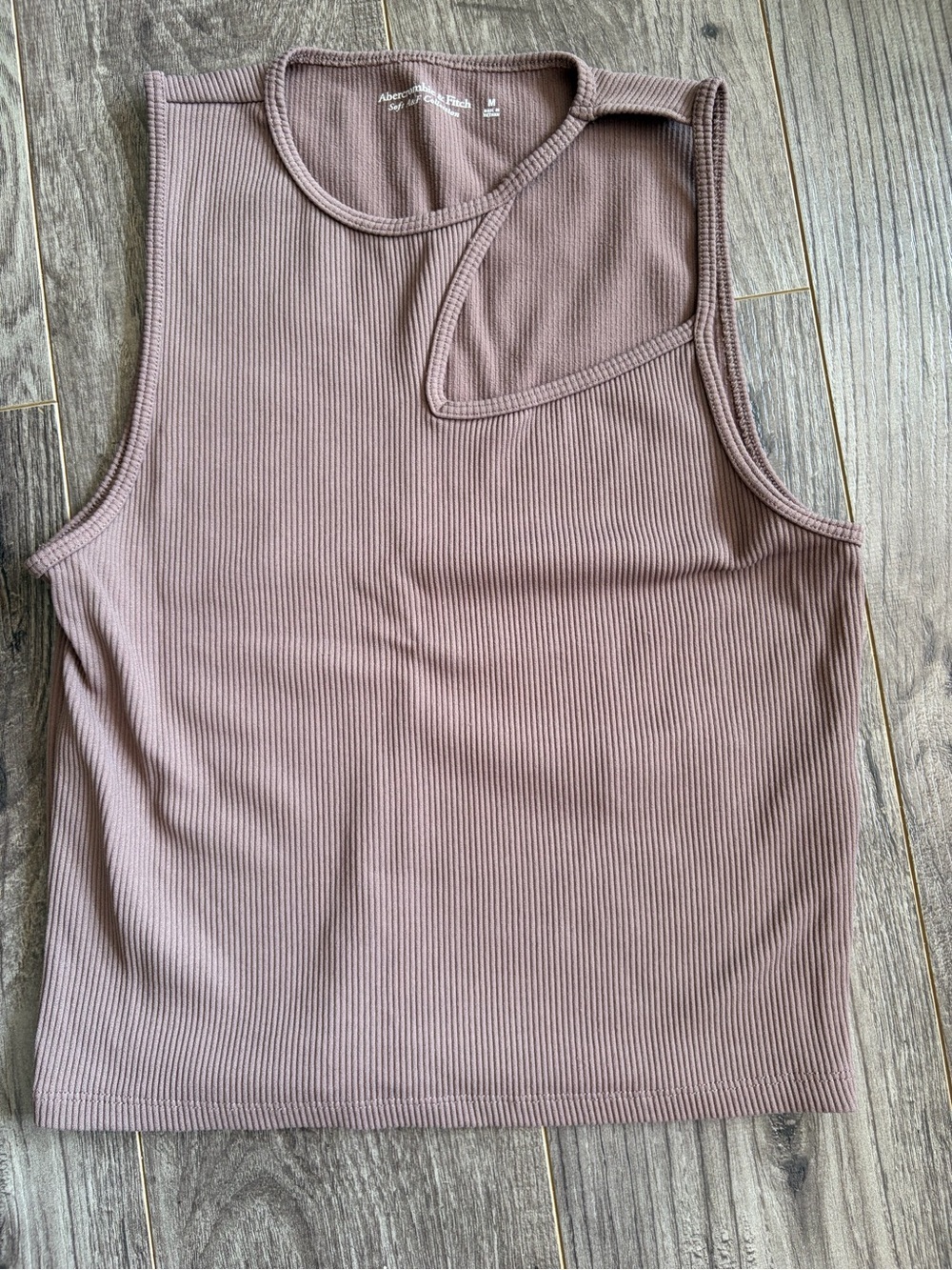 Abercrombie & Fitch Ribbed Cutout Tank Top - Moca Brown - Soft Collection
